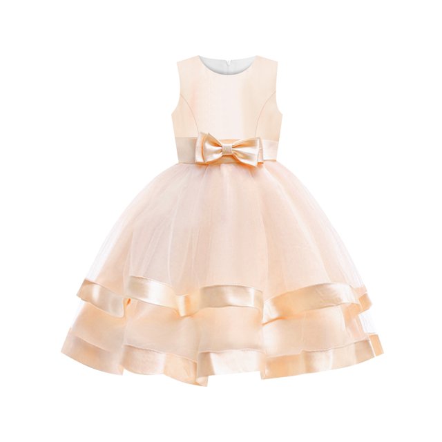 Girls Dress Sleeveless Champagne Ball Gown Wedding Party Pageant 7 Years