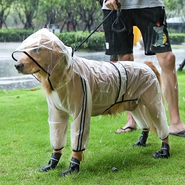 CNKOO Waterproof Transparent Dog Raincoat with Hood Lightweight & Easy Carry for Small Medium Large Dogs