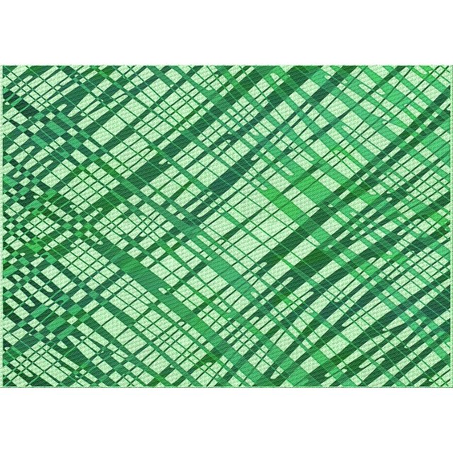 Ahgly Company Machine Washable Indoor Rectangle Transitional Green Area Rugs, 7' x 10'