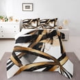 thumbnail image 2 of Erosebridal Black and Gold Bedding Full Comforter Set, Abstract Line Down Comforter, Geometry Home Decor Lightweight 3pcs, 2 of 8