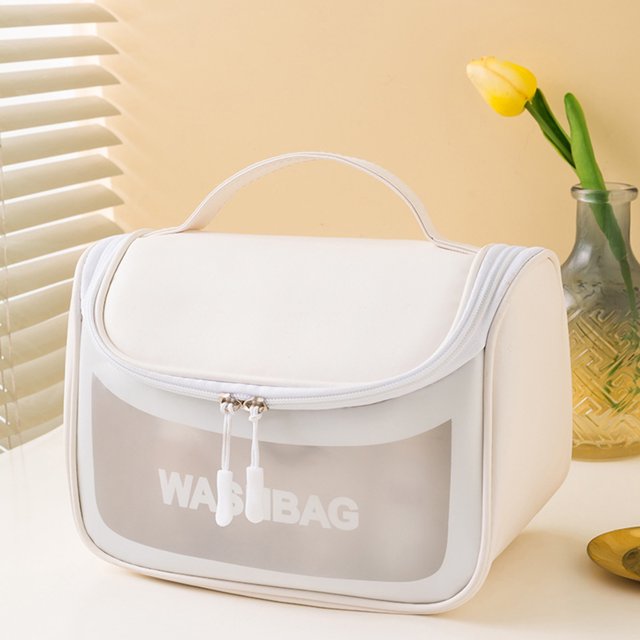 Vaidha Translucent Cosmetic Bag, Cosmetic Bag Set Frosted Translucent PVC With Zipper Handle Portable Travel Bag, Hangable And Handy Cosmetic Bag