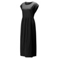 thumbnail image 3 of Innerwin Robes Col Rond Robe pour Femme Plage Couleur Unie Ample Robe d'Été Noire P, 3 of 7