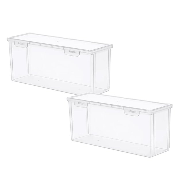 Oleegame 2PC Kids Snack Boxes For School Storage Box Transparent Tape Cover Buckle Multi Functional Household Storage Container Clear