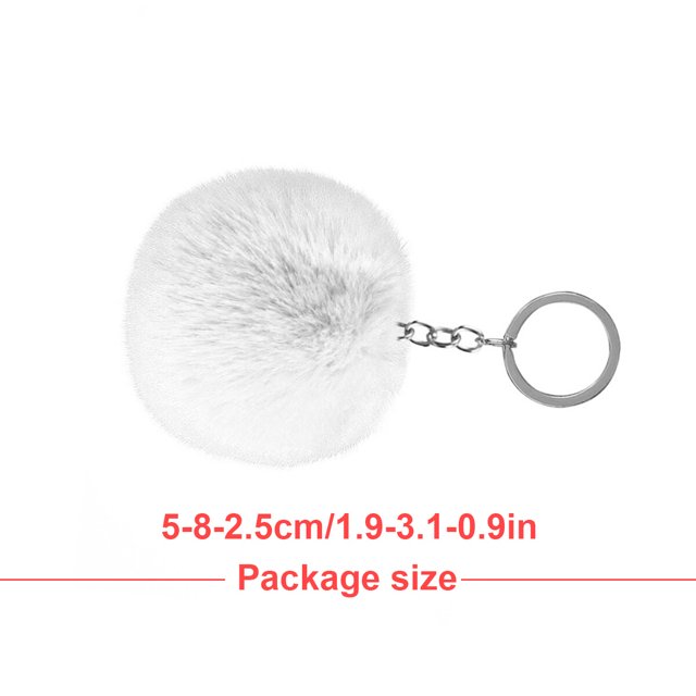 Fuzzy Ball Keychain Supple Comfortable Lovely Key Rings Adorable Practical Key Chains Women for Children Adults Elderly Students White 10cm