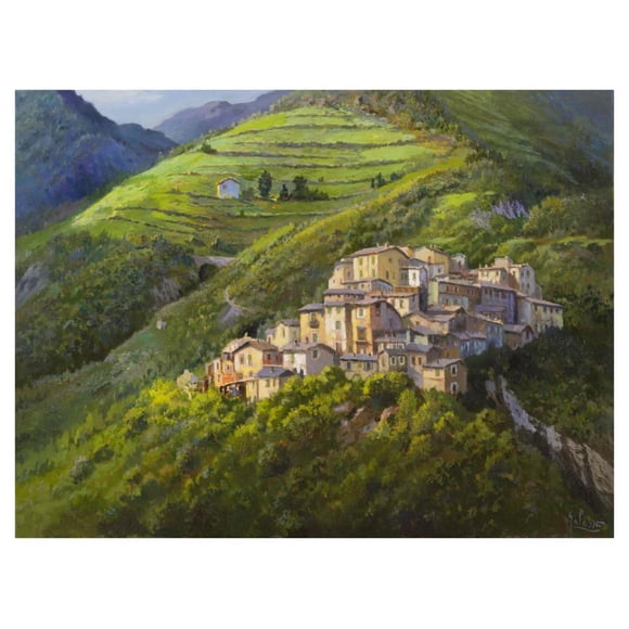Villaggio sui monti-Paper Art-42"x32 Pouces