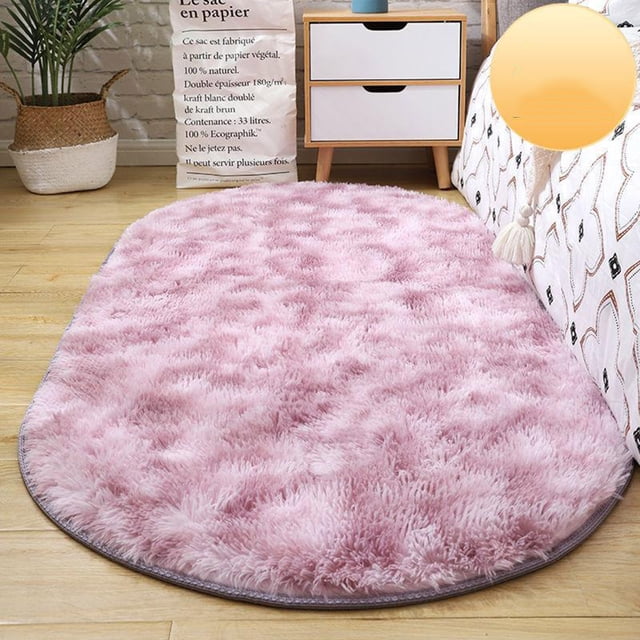Hxlamzoo Fluffy Oval Area Rug, Soft Tie Dye Rug, Shaggy Colorful Rug, for Bedroom, Living Room, Teen Dorm, Baby Nursery, 11 Colors & 3 Sizes
