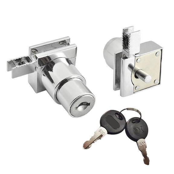 1/4x Showcase Sliding Glass Door Lock Set W / Key for Display Cabinet Terrarium
