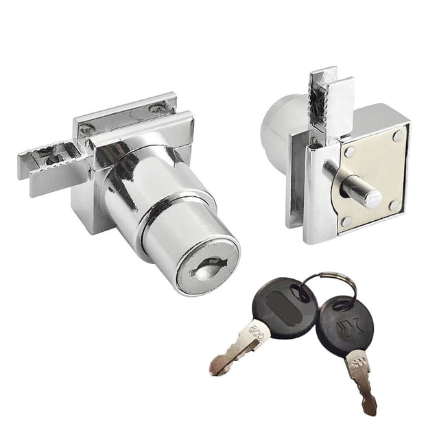 1/4x Showcase Sliding Glass Door Lock Set W / Key for Display Cabinet Terrarium