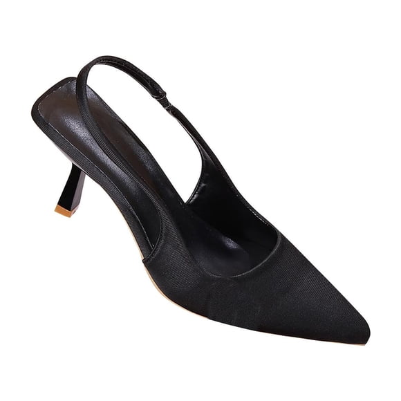 hopeusnice Clearance Women's Slingback Pointed Toe Kitten Heel Dress Pumps Low Heel Shoes Comfortable Slip On Wedding Party Bridal Shoes Black 41