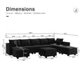 thumbnail image 4 of Honbay Canapé Sectionnel Modulaire Moderne avec Rangement pour Salon, Noir, 4 of 5