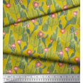 thumbnail image 3 of Soimoi Yellow Silk Fabric Flower & Cactus Tree Printed Fabric 1 Yard 42 Inch Wide, 3 of 3