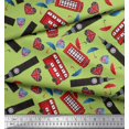 thumbnail image 2 of Soimoi Poly Georgette Fabric Bus,Telephone Booth & London Clock Tower Architectural Print Fabric by The Yard 42 Inch Wide, 2 of 3
