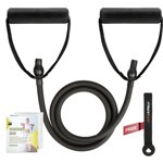 RitFit Single Resistance Exercise Band with Comfortable Handles - Ideal for Physical Therapy, Strength Training, Muscle Toning - Door Anchor and Starter Guide Included (BlackNew (25-30Lbs))
