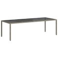 thumbnail image 3 of vidaXL Garden Table Grey 250x100x75 cm Tempered Glass and Poly Rattan, 3 of 4
