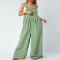 thumbnail image 3 of Wide Leg Overalls for Women Sleeveless Jumpsuits Suspender Overalls with Pockets, 3 of 6