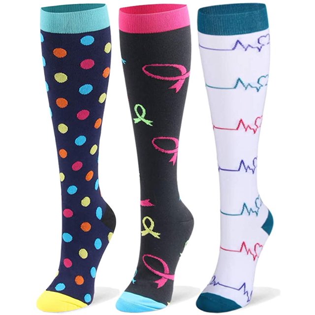 Compression Socks for Women & Men Circulation - 20-30mmHg 3 Pairs Compression Stockings for Nurse, Pregnancy