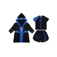 thumbnail image 3 of TiaoBug Kids Boys Boxing Uniform Set 3 Pcs Long Sleeve Open Front Hooded Cloak Robe with T-shirt and Shorts Blue 8, 3 of 5