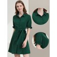 thumbnail image 2 of INSPIRE CHIC Robe-Chemise Décontractée pour Femme à Manches Courtes, Couleur Unie, Boutonnée, 2 of 5