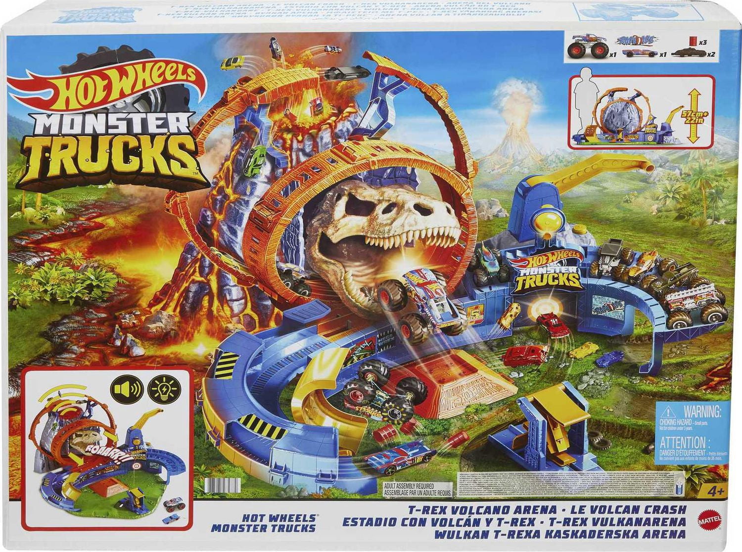 Hot Wheels Monster Trucks T-Rex Volcano Arena Playset