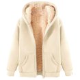 thumbnail image 1 of Chandail à Col Ras du Cou pour Femmes Chandails à Capuchon d'Hiver pour Hommes Chandail Molletonné Chaud Chandail Épais à Fermeture Éclair à Capuche avec Poches P-19 Beige 3TG, 1 of 3