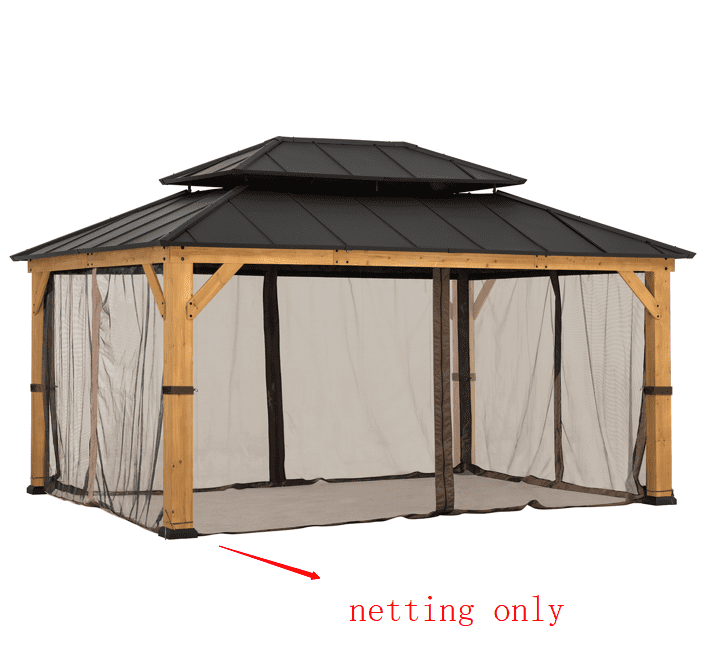 Panneaux de moustiquaire de remplacement Sunjoy, parois imperméables à 4 panneaux pour gazebo, terrasse et protection de jardin de 12 x 16 pieds