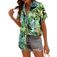 thumbnail image 3 of Innerwin Shirts Short Sleeve Ladies Blouse Holiday Lapel Neck Elegant Tops Figure 1 M, 3 of 7