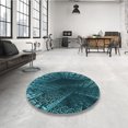 thumbnail image 4 of Ahgly Company Tapis d'Intérieur Ronds Transitionnels Lavables à la Machine, Vert Sarcelle Profond, 5 Pieds Rond, 4 of 7