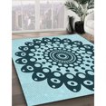 thumbnail image 3 of Ahgly Company Tapis d'Intérieur Lavable à la Machine, Carré, Transitionnel, Vert Sarcelle Moyen, Tapis de Zone, 4 Pieds Carré, 3 of 7