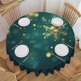 thumbnail image 1 of Nappe Ronde Flocon de Neige Sarcelle Hiver Noël 60 Pouces Couverture de Table pour Salle à Manger Tissu Polyester avec Bords Festonnés Résistant aux Taches Cuisine Pique-Nique Fête Restaurant Décoration, 1 of 5