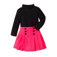 thumbnail image 1 of Penkiiy Ensemble Jupe Plissée 3 Pcs pour Tout-Petites Filles Tenue d'Automne Hiver pour Filles Robe Douillette Ensemble de Vêtements avec Béret 2-3 Ans Noir, 1 of 8