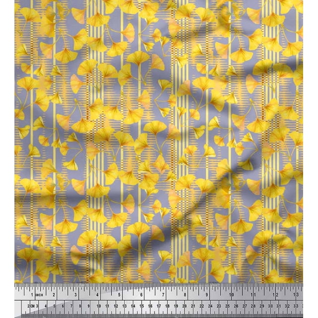 Soimoi Rayon Fabric Stripe & Buttercup Floral Print Fabric by The Yard 42 Inch Wide
