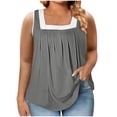 thumbnail image 1 of AherBiu Débardeurs Grande Taille pour Femmes Blouse d'Été Décontractée Ample Confortable Sans Manches à Encolure Carrée Froncée, 1 of 5