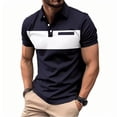 thumbnail image 1 of Tauxra Men's Color Block Short Sleeve Shirt Contrast Lapel Casual Summer Top, 1 of 8