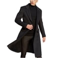thumbnail image 2 of EGNMCR Jackets for Men Men's British Style Color Long Coat Fashionable Warm Woolen Overcoat, 2 of 7