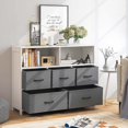 thumbnail image 2 of Costway Commode à 5 Tiroirs pour Chambre, Commode avec 2 Grands Bacs en Tissu, Blanc, 2 of 10