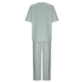 thumbnail image 4 of Pisexur Ensemble 2 Pcs pour Femme en Coton et Lin pour Femmes, Chandail à Manches Courtes avec Cordon, Pantalon Long, Survêtement, Ensemble Jogger, Pantalon Uni, Tenue Décontractée Deux Pièces, 4 of 5