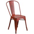 thumbnail image 1 of Bowery Hill Metal Curved Slat Back Dining Side Chair in Distressed Kelly Red, 1 of 7
