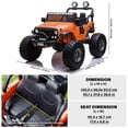 thumbnail image 3 of VOLTZ TOYS Lifted Monster Jeep Style 24V 2-Seater Kids Ride-On Off-Road Car Truck, 4WD Motorized Toy Vehicle with Parent Remote Control, Leather Seat, EVA Tires, Orange, 3 of 7