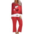 thumbnail image 1 of Pisexur Pyjamas de Noël pour Femmes Ensemble Deux Pièces Tendance Vacances Verres à Vin Rouge Imprimé Pjs Décontractés Manches Longues Col Rond Hauts Pantalons de Pyjama Vêtements de Nuit, 1 of 3
