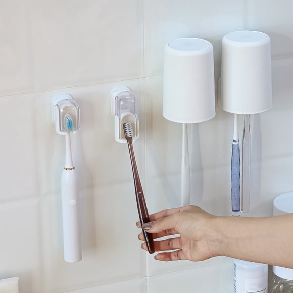 Dvkptbk Tooth brush holder Toothbrush Wall Mounted with Cover for Bathroom Toothbrush Storage Organizer for Shower Self Adhesive Toothbrush Hanger Rack for Dorm