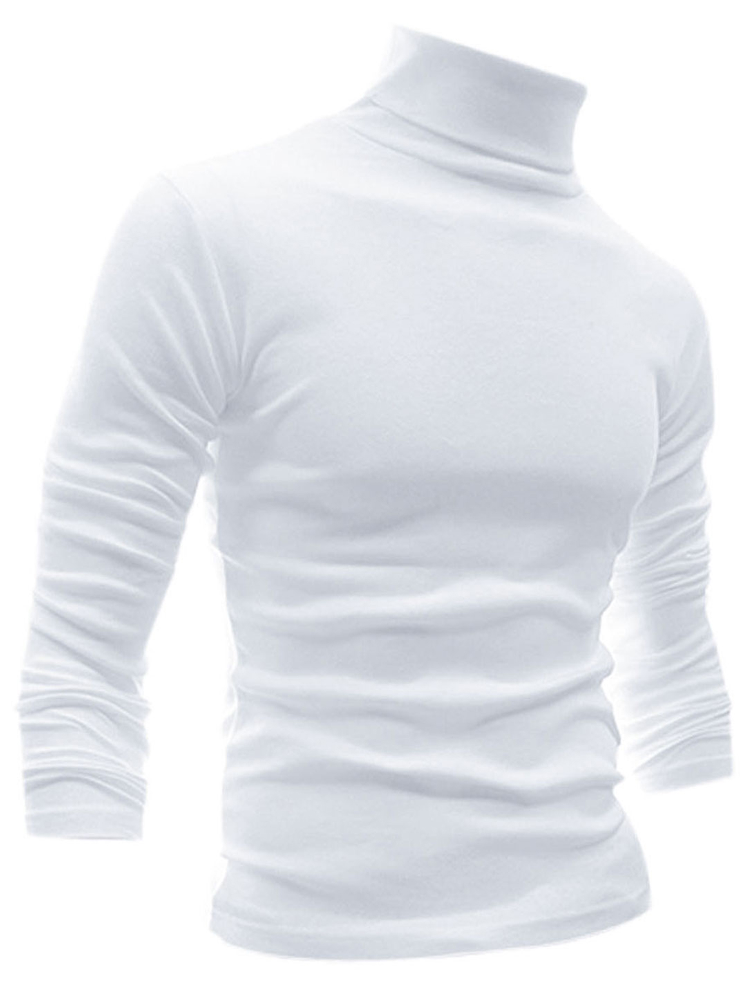 INSPIRE CHIC Men's Sweaters Pullover Turtle Neck Long Sleeve Stretchy Slim Fit Tops 50 White
