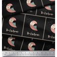 thumbnail image 3 of Soimoi Black Heavy Canvas Fabric Text & Owl Bird Print Fabric by Yard 58 Inch Wide, 3 of 5