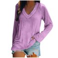 thumbnail image 1 of KIHOUT Spring Winter Womens Tops Fashion Casual Long Sleeve V-Neck Solid Color Ladies Tops Blouse, 1 of 4