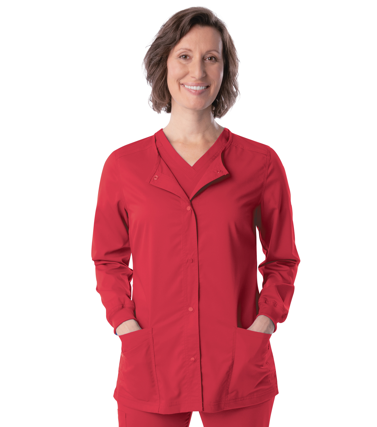 Landau ProFlex Veste de Sarrau pour Femmes : Coupe Moderne Ajustée, Extensible, devant à Boutons-Pression, Col Ras du Cou, Sarraus Médicaux 3038
