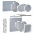 thumbnail image 3 of Moule en Résine Surdimensionné, Ensemble d'Outils en Silicone Transparent Inclus Moule Rectangulaire, Carré, Rond, Ovale, en Forme de Cœur, 1 Pince à Épiler et 18 Pcs Outils de Fabrication en Plastique pour Résine Moulée DIY, 3 of 4