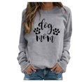 thumbnail image 1 of IROINID Économies Hauts pour Femmes Grande Taille Détente Manches Longues Empreinte de Patte de Chien Col Rond Hauts Chemise Blouse Chandail, Gris, 1 of 3