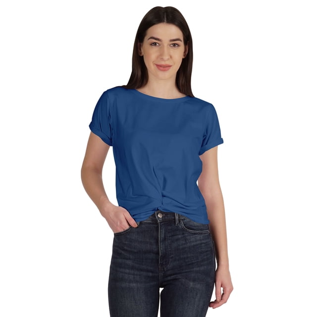 Inkmeso T-shirt Court d'Été à Nœud Torsadé à l'Avant pour Femmes à Manches Courtes