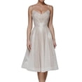 thumbnail image 1 of Hontri Robes de Soirée pour Femmes Robe Trapèze en Dentelle avec Appliqués Longue Robe de Mariée pour la Mariée en Mousseline Boho Robes de Mariée avec Fente Robes d'Invitée de Mariage pour Femmes Beige,G, 1 of 9