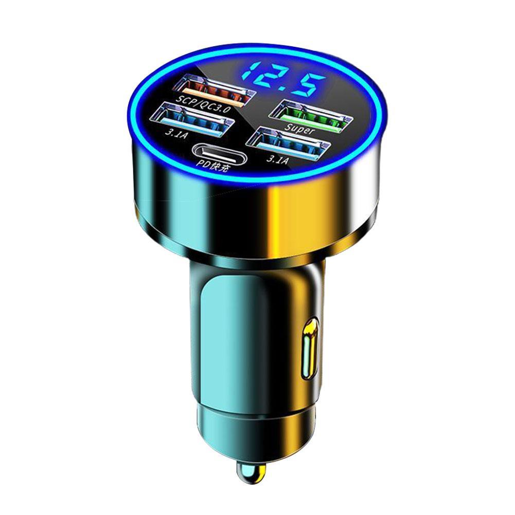 4USB Phone Car Charger Adapter LED Display QC3.0 Fast Charging Car Accessorie M3 D9D5