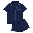 thumbnail image 4 of B91xZ Pyjama pour Femmes à Boutons, Ensemble de Sommeil Deux Pièces, Ensemble de Pyjama à Boutons, Bleu Marine TTG, 4 of 5